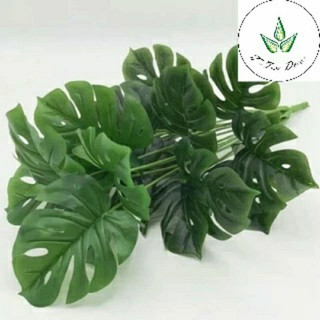 Cây giả decor, cây trầu bà lá xẻ, cây trầu bà giả, cụm lá xẻ 18 lá