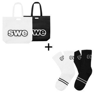 Combo Quà Tặng Kèm SWE TOTE + STRIPED SOCKS - Đen/Trắng