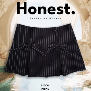 Karry Skirt - Chân váy cạp trễ y2k kẻ sọc dáng xòe có lót trong Kaki Cotton Nữ Women - Honest Store