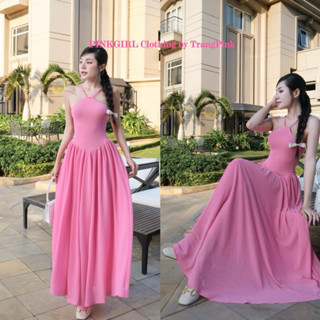  PinkGirl Clothing_Đẩm Rose Dress cổ yếm maxi màu hông siêu xinh 