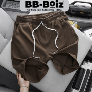  Quần short thun BB - Boiz Big Size sọc gân BB BOIZ nam bigsize 85kg - 130kg | Trơn