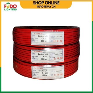 Cuộn 100m dây điện đôi audio đỏ đen 2x15 tim lõi đồng 100%