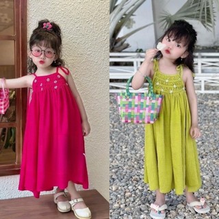 Váy/ đầm maxi đính hoa cho bé gái size nhỡ 21-28kg