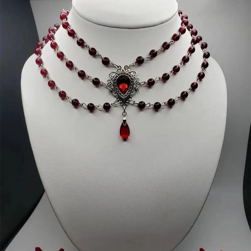 [ XxholicC ] - VÒNG CỔ Romantic Vampire Goth Đá Đỏ