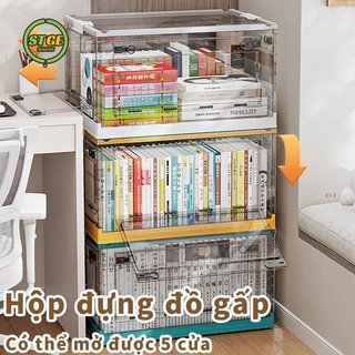 Hộp đựng đồ STGE, Hộp nhựa đựng đồ dung tích lớn gấp gọn có nắp đậy tiện lợi Thùng nhựa đựng quần áo