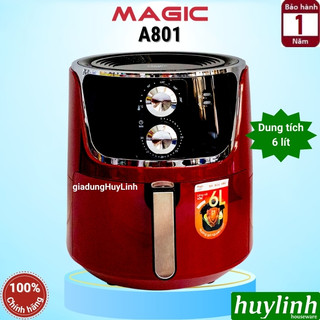 Nồi chiên không dầu Magic Korea A801 - 6 lít - Đỏ + Đen - Model 2020