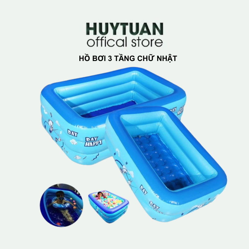 [LOẠI DÀY] Bể phao bơi cho bé 3 tầng, Hồ bơi cho bé, Hồ bơi trẻ em thành cao đế chống trượt, phao bơ