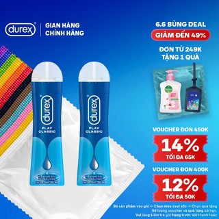 Combo 2 Gel bôi trơn Durex Classic gốc nước - Bao bì mới, cải tiến công thức thêm mượt mà, 50ML/chai