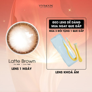 Lens cận 1 ngày màu nâu tự nhiên VIVIMOON khóa ẩm Latte Brown giá 1 chiếc