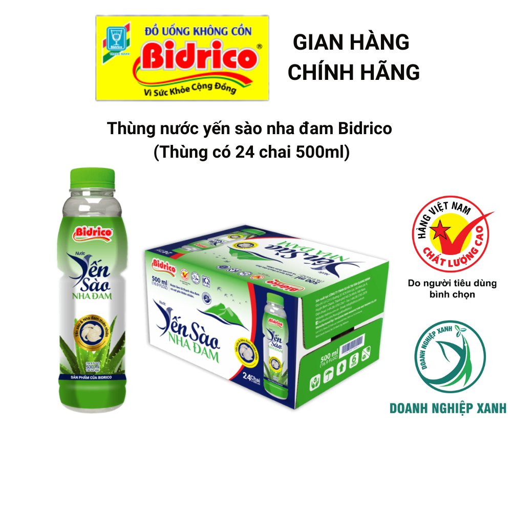 Nước Yến Sào Nha Đam Bidrico ( Thùng 24 chai 500ml )