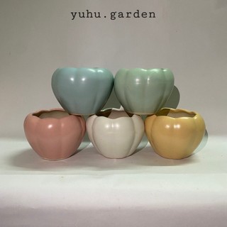 Chậu sứ tráng men - mẫu tròn / mẫu bí / Chậu sứ tròn - chậu mini trồng sen đá, xương rồng