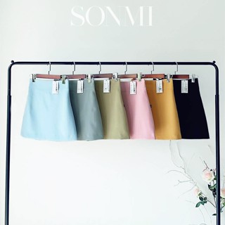 Chân váy chữ A ngắn nữ xòe cạp cao SONMI Hàn Quốc thiết kế co giãn 2 lớp màu đen trắng hồng xanh VALENTINA GENESIS SK114