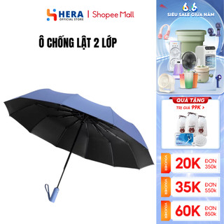 Ô Che Mưa Dù Gấp Gọn GODWELL Rộng 108cm 12 Nan Kép Chống Lật Tay Cầm Đóng Mở Tự Động Chống Tia UV
