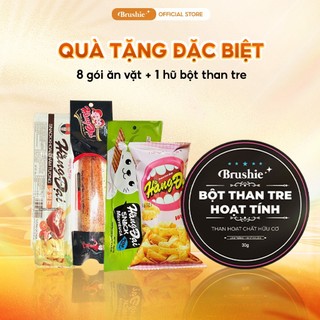  Qùa tặng ngày thường Brushie bim bim: 1 set ăn vặt 8 món bất kỳ + 1 bột than tre