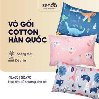 Vỏ gối Cotton 50x70 45x65 cm Sen Đá Home Bedding họa tiết cho bé, bao áo gối nằm cotton thô lụa cao cấp