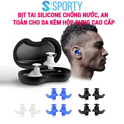 Bộ 2 nút bịt tai EP1 chất liệu silicon dẻo mềm mịn chống nước 100% bảo vệ an toàn cho da SPORTY