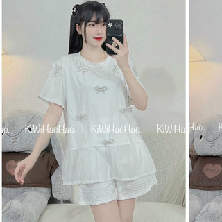 Áo Bầu Công Sở +bigsize Dáng baby doll đính nơ xinh hàng đẹp loại 1
