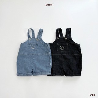 Yếm jeans cộc thêu thỏ cho bé obebi y106