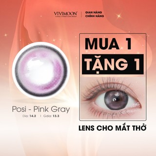 Kính áp tròng VIVIMOON cận màu xám hồng cho mắt thở Posi Pink Gray