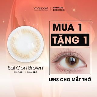 Lens cận 6 tháng VIVIMOON cho mắt thở màu nâu tây Sài Gòn Brown từ 0-8 độ