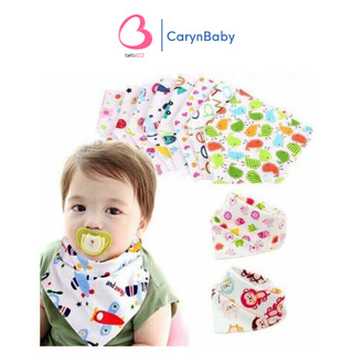 Yếm tam giác ăn dặm cotton cài nút cho bé
