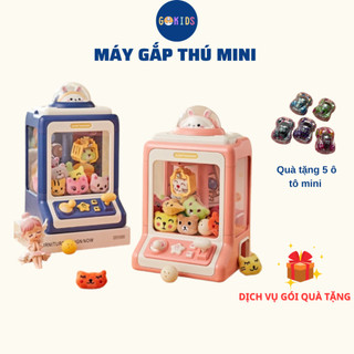 Máy gắp thú mini cho bé Máy gắp gấu bông mini có sẵn gấu, 2 màu xanh hồng