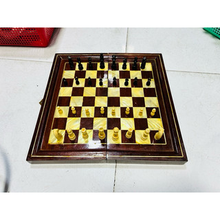 Bộ bàn cờ vua bằng gỗ xà cừ & quân cờ bằng sừng trâu