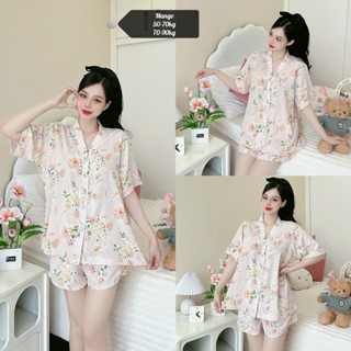Đồ bộ mặc nhà pijama nữ tay TAY NGẮN lụa Mango size 1(50-70kg) 2(70-90kg) M806