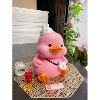 [30x21x26cm] Heo đất Vịt đeo giỏ 🦢, chất liệu thạch cao, sơn nước, các chi tiết bóng mịn sắc nét