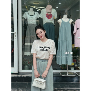 Áo phông ren hoa chữ Chicago QC