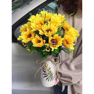 Hoa Lụa Để Bàn 🌺 Hoa Hướng Dương Cành 9 Bông To