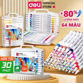 [HỎA TỐC] Bút Sơn Acrylic Marker Deli THÊM 80% MỰC-12/24/36/48/64/80 Màu Tô Trên Mọi Chất Liệu DIY Vẽ Giày Vải Chai