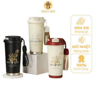  Cốc giữ nhiệt Trancy Home Lily of the Valley cốc giữ nhiệt inox 316 cao cấp lớp lót gốm cốc cà phê  trên ô tô 