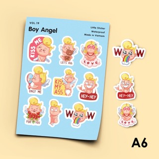 Vol.19 Boy Angel - Little Sticker Sheet A6 hình dán cán màn lấp lánh cao cấp - Sticker Factory