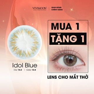 Kính áp tròng cận VIVIMOON lens cận xám xanh không giãn cho mắt thở Idol Blue