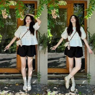 (KÈM QUẦN ĐÙI) Set 2 món babydoll tay phồng MIA TOP dáng xoè kèm quần đùi cạp cao