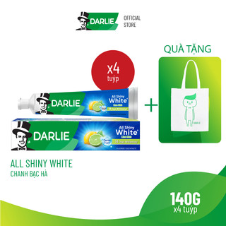  Bộ 4 Kem Đánh Răng Darlie Trắng Sáng All Shiny White Chanh Bạc Hà 140g