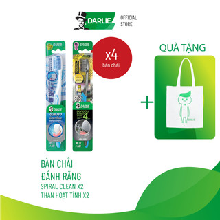  Bộ 4 Bàn Chải Đánh Răng Darlie Xoắn Ốc Làm Sạch Sâu và Than Hoạt Tính
