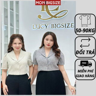 Áo bigsize nữ kiểu cổ vest lửng nút bọc vải bố cao cấp đi chơi sang chảnh MON big size 50 - 90kg