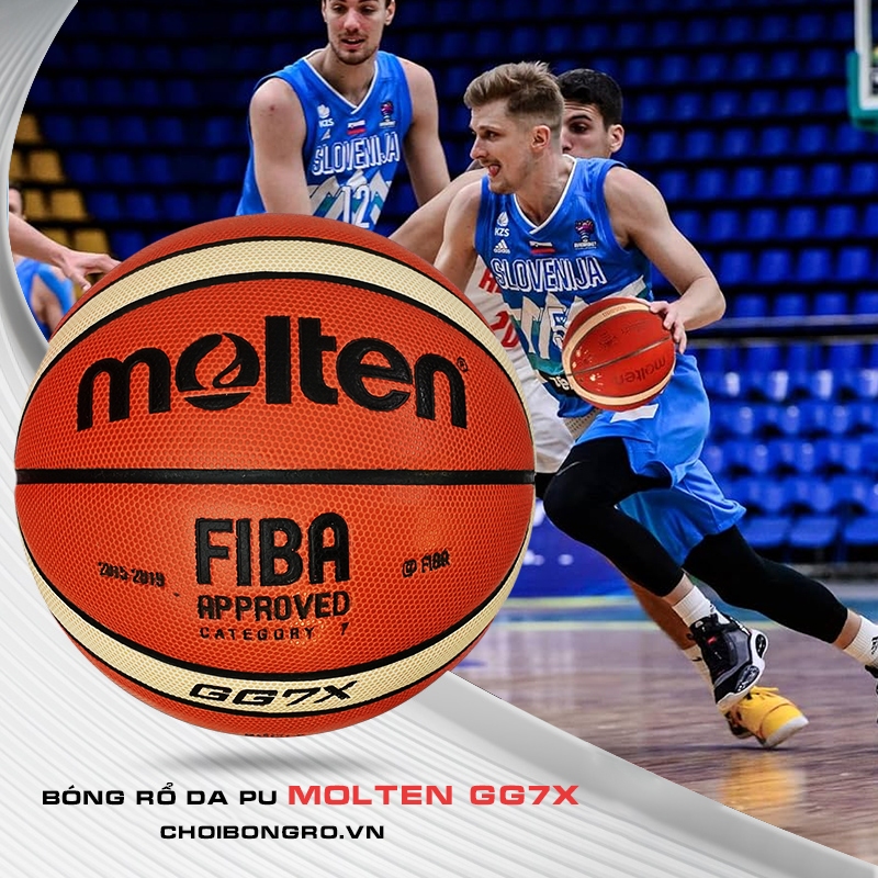 Quả bóng rổ Molten GG7X - Da PU bám tay, phù hợp người mới tập chơi