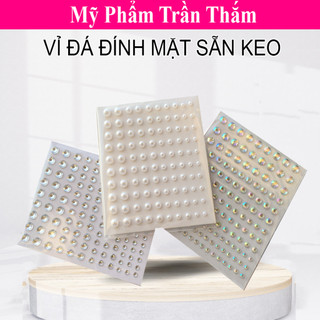 Đá dán tóc, ngọc đính mặt có sẵn keo dán gồm 100 viên, đá dán makeup hóa trang