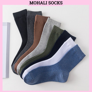 Vớ cổ cao nam nữ tất trơn dài cổ bo cotton cao cấp hàn quốc MOHALISOCKS VC028