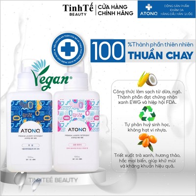 Nước giặt, nước xả cao cấp thuần chay ATONO2, thành phần tự nhiên, pH trung tính, an toàn cho trẻ từ sơ sinh 1000ml