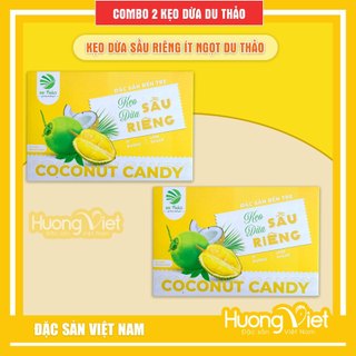 Combo 2 kẹo dừa sầu riêng ít đường du thảo 400g, kẹo dừa bến tre, kẹo dừa ít ngọt