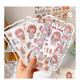 Set 4 tấm sticker hình dán hoạt hình bé gái dễ thương
