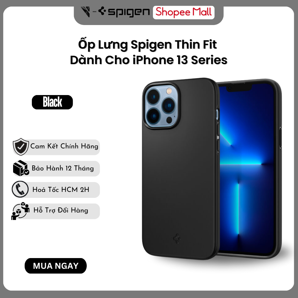 Ốp Lưng Spigen Iphone 13 Pro Max Thin Fit Black