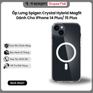 Ốp lưng spigen dành cho iphone 14 plus / 15 plus crystal hybrid magfit white