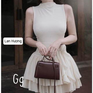 Đầm xòe sát nách đính hoa hồng siêu hot mk0052 luuanh