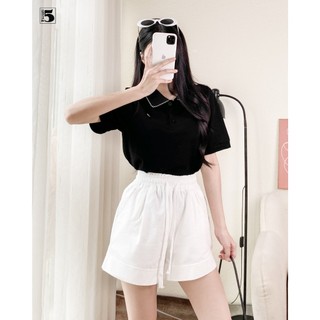 Áo thun polo nữ Twentyfive ngắn tay phối viền cổ họa tiết thêu trước ngực 5961