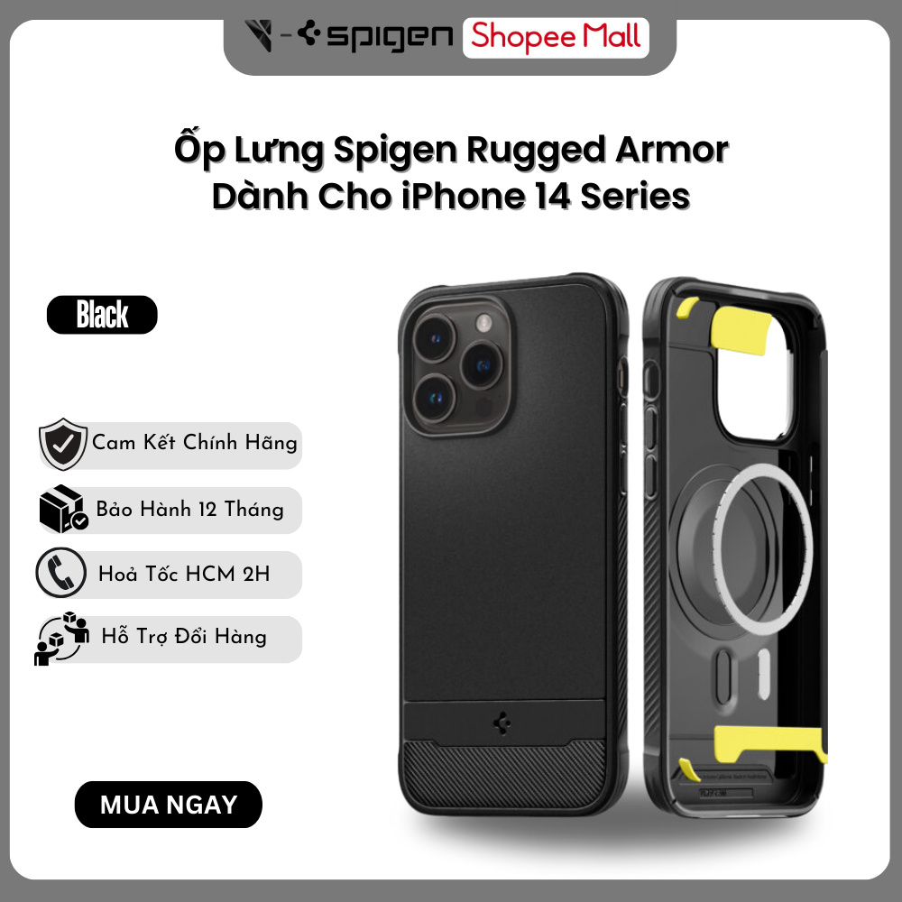 Ốp Lưng Spigen Dành Cho Iphone 14 Pro Max Rugged Armor (Magfit)